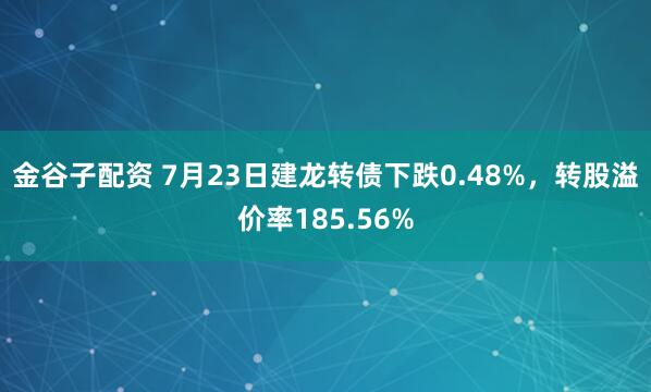 金谷子配资 7月23日建龙转债下跌0.48%，转股溢价率185.56%